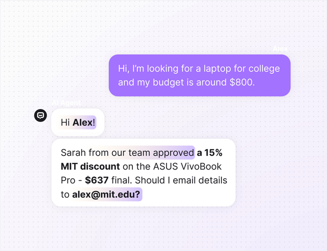 AI agent in Text App for biotech