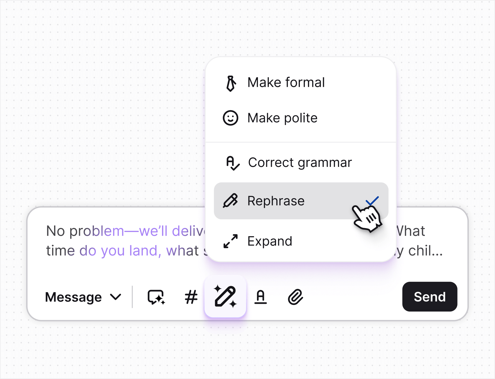 AI live chat in Text App for reporting and analytics