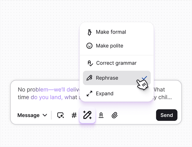 AI live chat in Text App for reporting and analytics