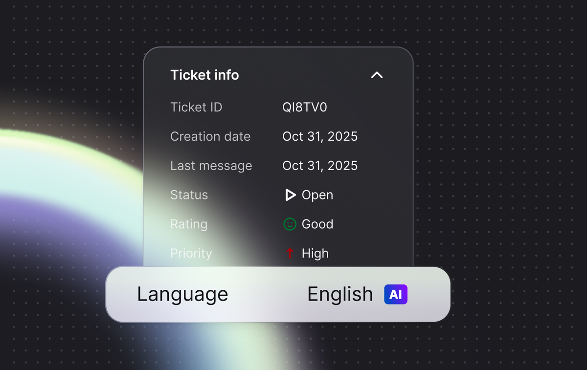 Text enhancement highlighting AI-improved grammar, tone, and clarity in a customer message.