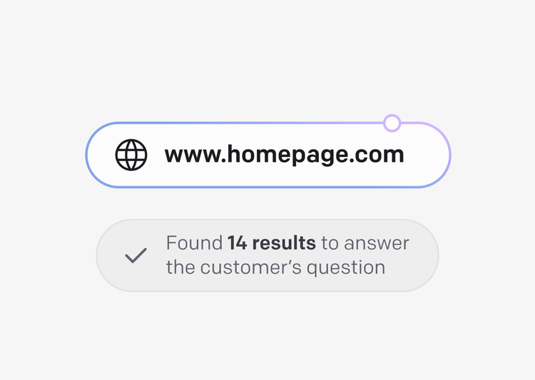 A web address with search results, representing the ability to pull up-to-date information from the internet for customer queries.