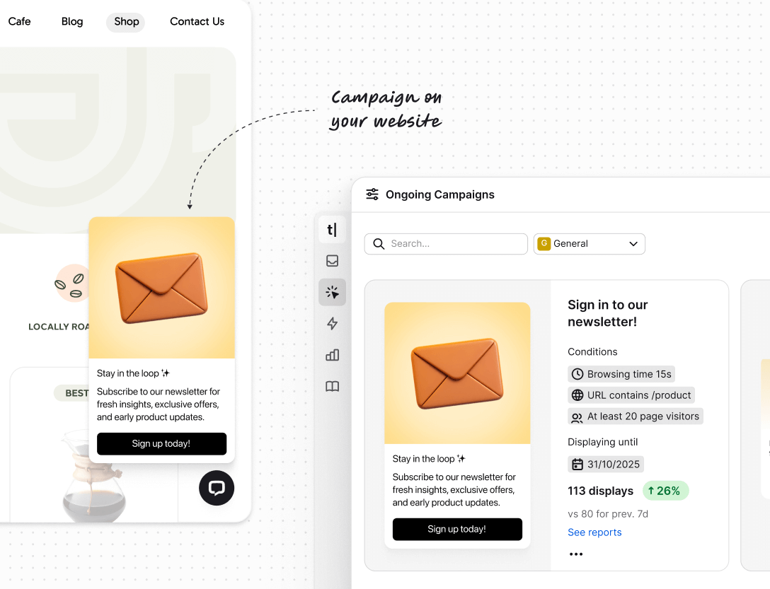 Engaging campaigns in Text App for reporting and analytics