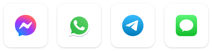 WhatsApp, Messenger, Apple Messages, Telegram logo