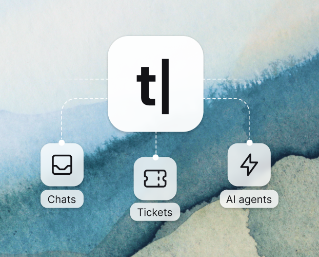 Text App workspace showing chats, tickets, and AI agents in one view