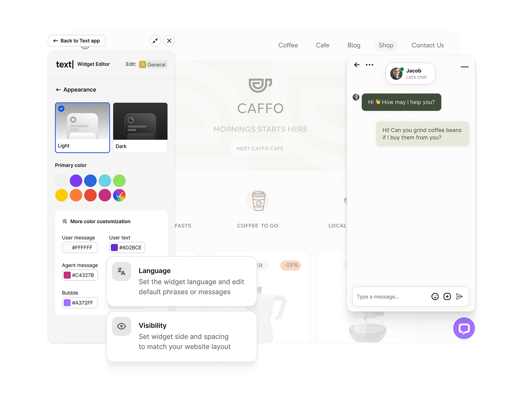 Text App AI agent active chat