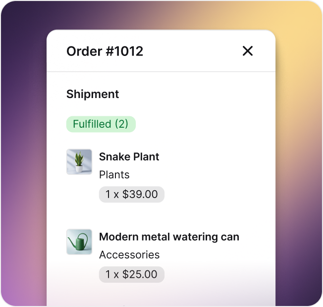 Text widget order details view